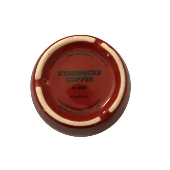 Set Of 2 Starbucks Aida Red Ceramic Double-Walled Handleless Coffee Mugs 8 Fl Oz - Picture 2 of 2